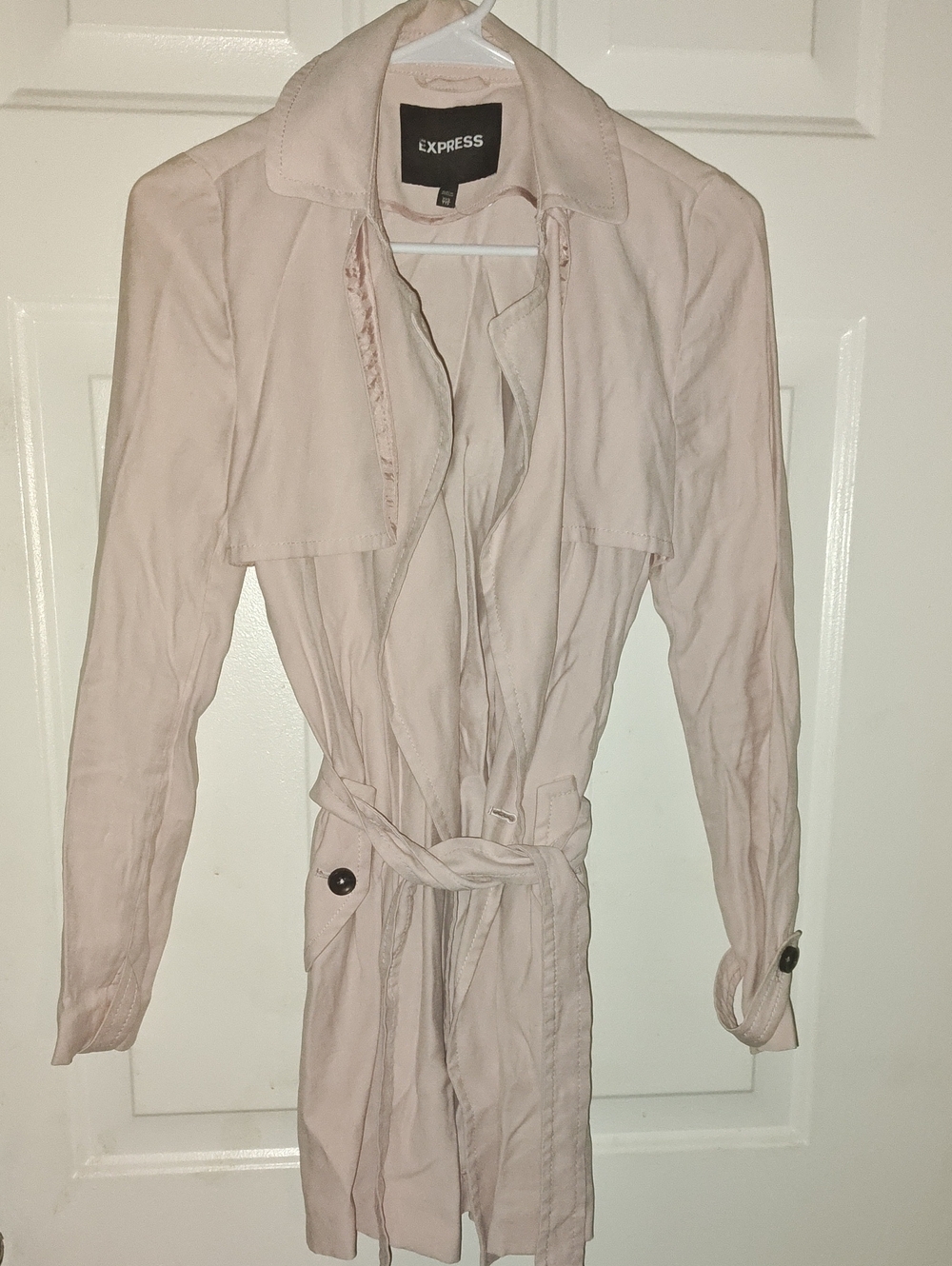 Express Pale Blush Trench Coat with Tie Belt